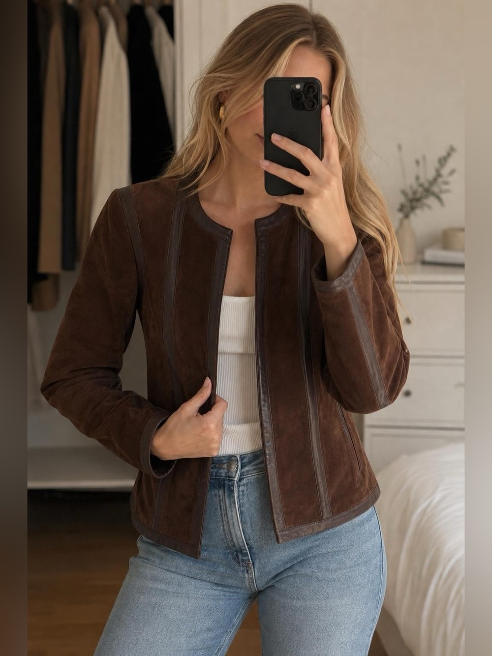 Vintage In Suede Brown Leather Jacket XS | Real Leather Outerwear
